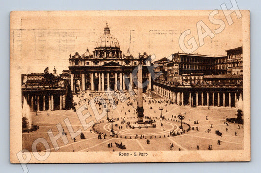 Pohlednice Řím – Svatope. náměstí a bazilika, 1927 (M15534)