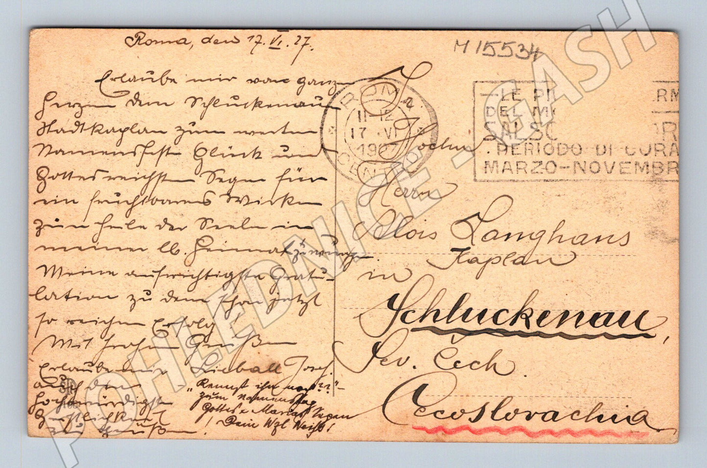 Pohlednice Řím – Svatope. náměstí a bazilika, 1927 (M15534)