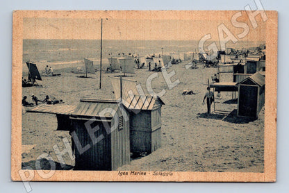 Pohlednice Igea Marina – pláž, kabinky, 1938 (M15560)