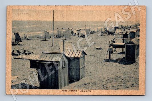 Pohlednice Igea Marina – pláž, kabinky, 1938 (M15560)