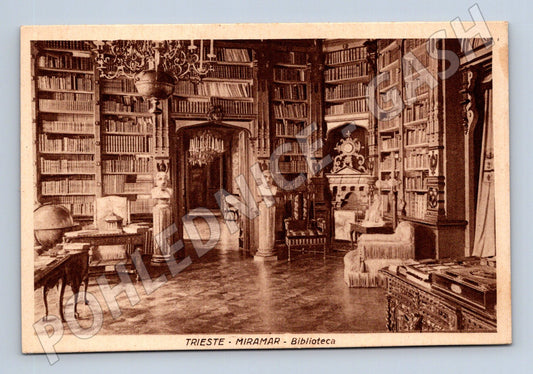 Pohlednice Trieste Miramare – knihovna (M15577)