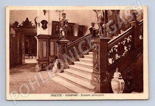 Pohlednice Trieste Miramare – hlavní schodiště (M15582)