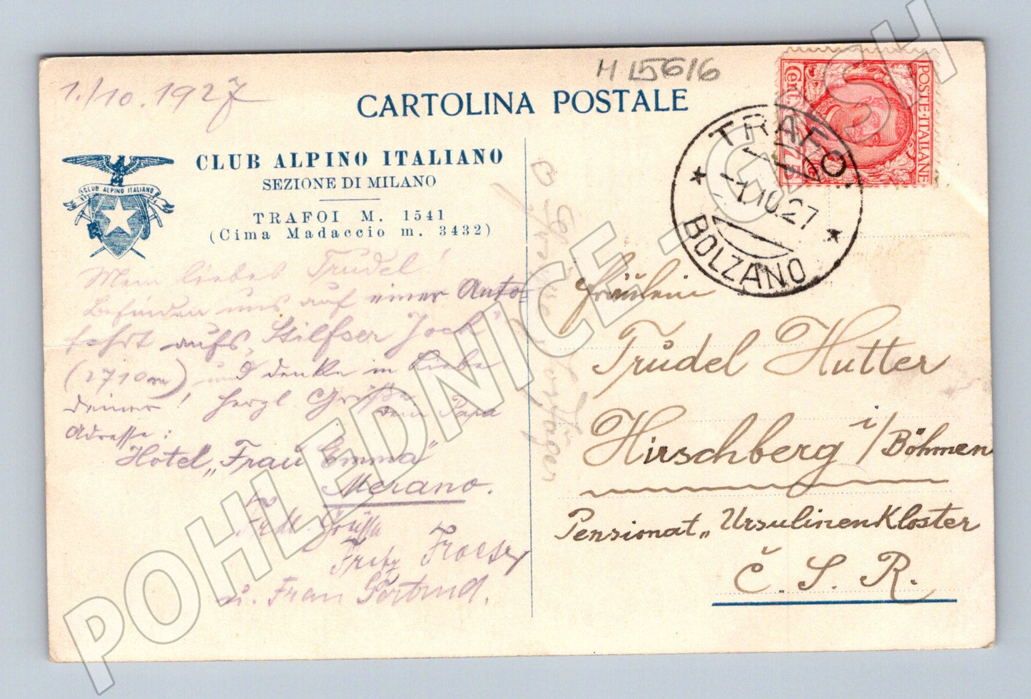 Pohlednice Trafoi – Alpy, hotel, 1927 (M15616)