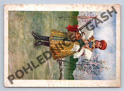 Pohlednice Žena v kroji R Schloser etnografie (M1562)