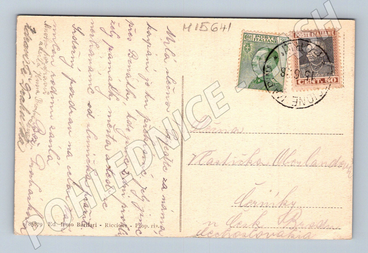 Pohlednice Riccione – loďky na vodě, večer (M15641)