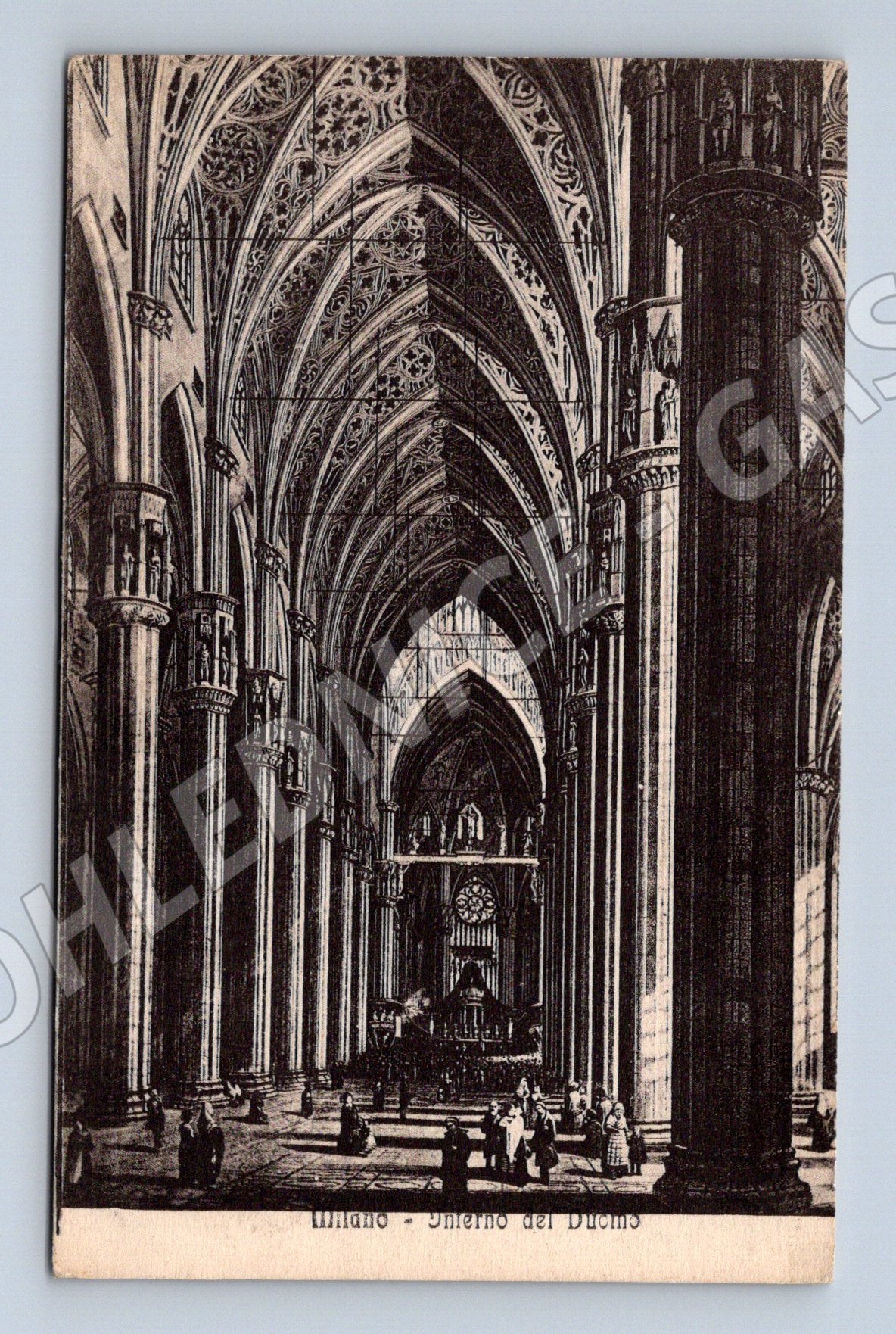 Pohlednice interiér katedrály – Německo, grafika (M15651)