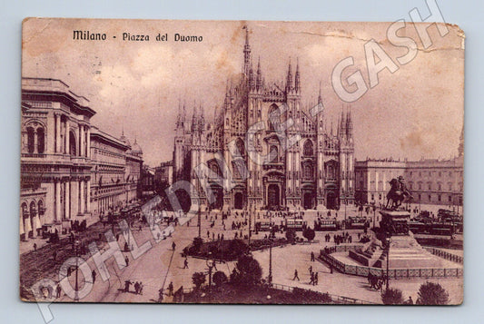 Pohlednice Milano – Piazza del Duomo, 1914, razítko (M15692)