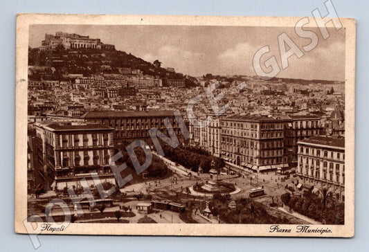 Pohlednice Neapol – Piazza Municipio, 1933, zaslaná (M15693)