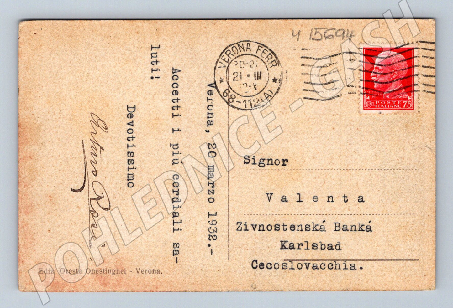 Pohlednice Verona – panorama, 1932, zaslaná (M15694)