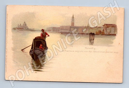Pohlednice Benátky – gondola, panorama sv. Marka (M15725)