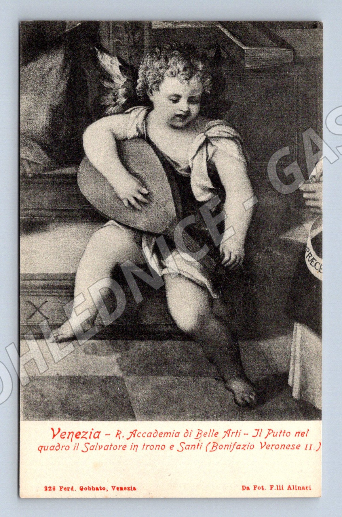 Pohlednice anděl s loutnou – Bonifazio Veronese (M15731)