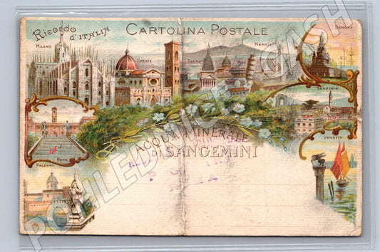 Pohlednice Ricordo d'Italia – kolorovaná, více měst (M15749)