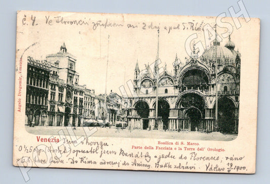Pohlednice Benátky bazilika sv. Marka 1900 zaslaná do Čáslavi (M15754)