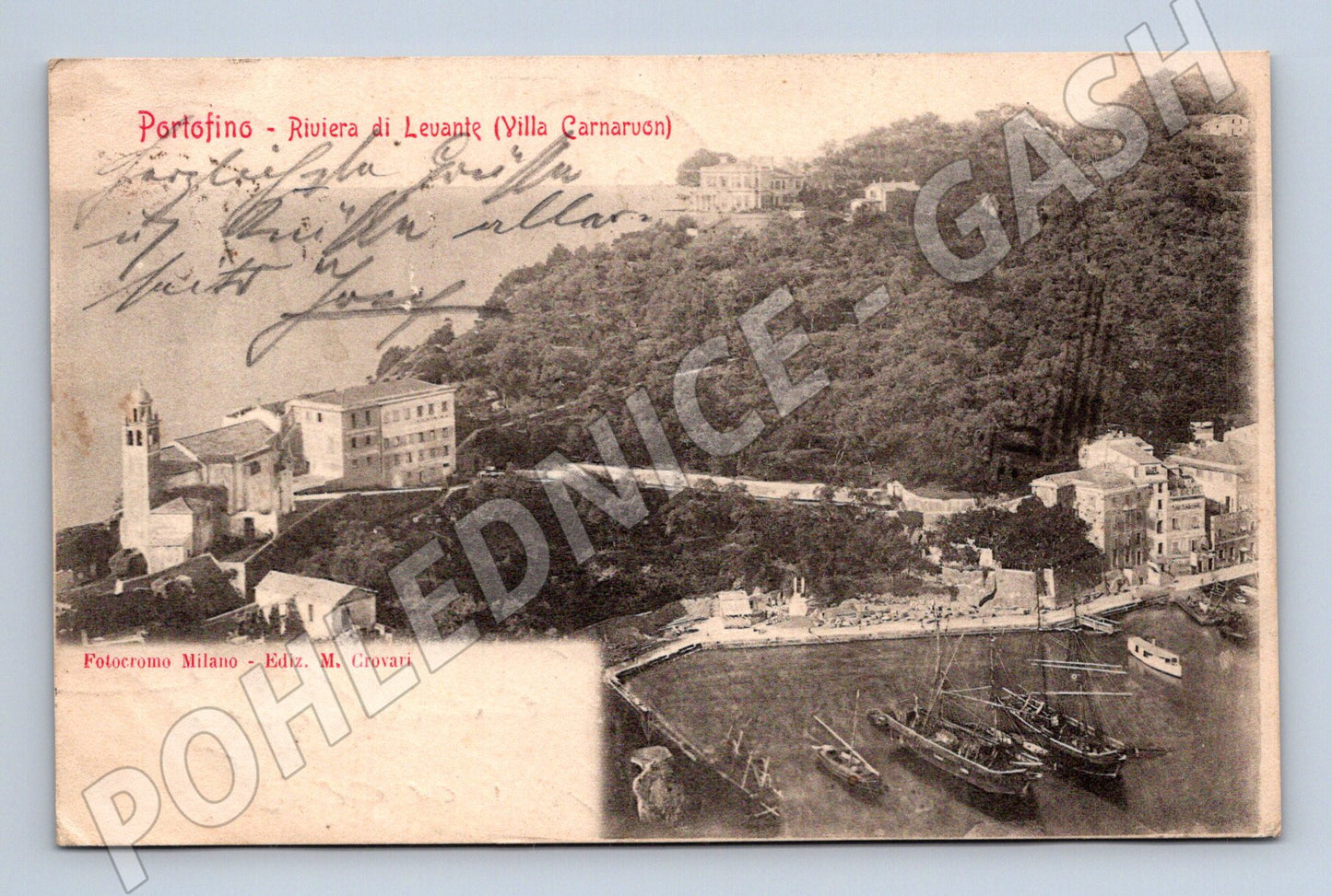 Pohlednice Portofino Villa Carnarvon přístav 1908 Itálie (M15755)
