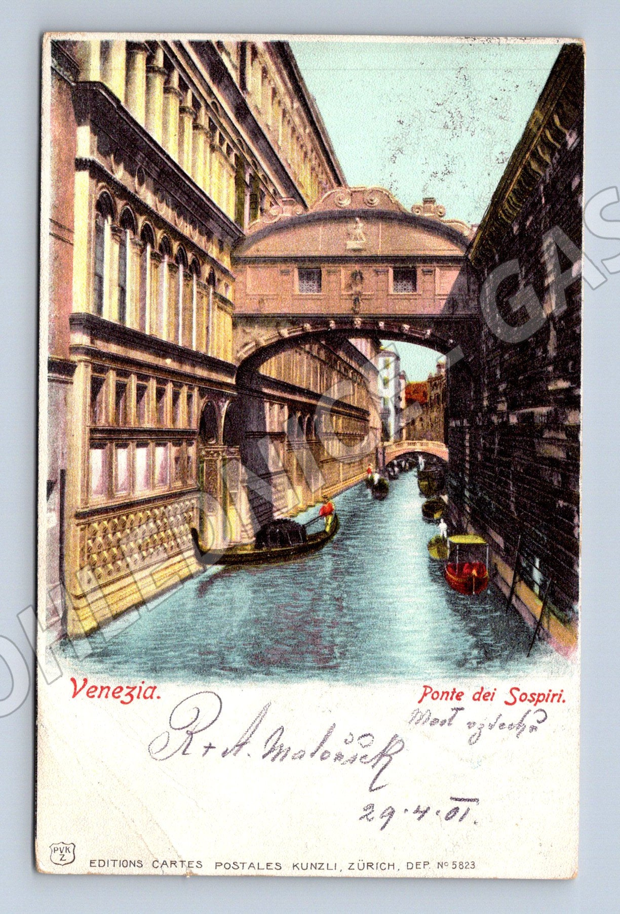 Pohlednice Benátky Ponte dei Sospiri 1901 zaslaná (M15761)
