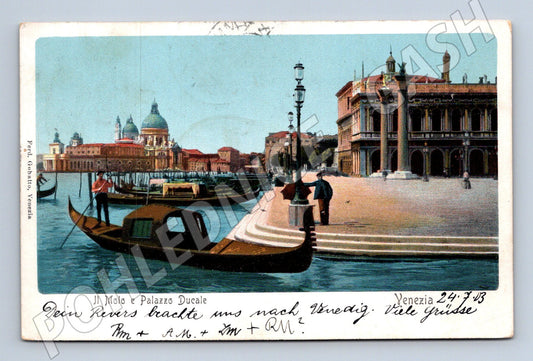 Pohlednice Benátky Il Molo Palazzo Ducale kolorovaná 1903 (M15762)