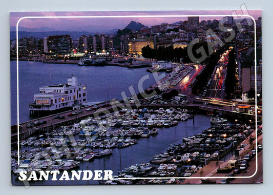 Pohlednice Santander noční přístav Španělsko (M15780)