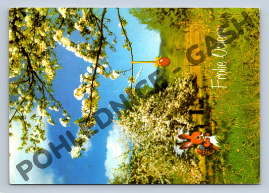 Pohlednice Německo Frohe Ostern barevný zajíček 1987 (M1580)