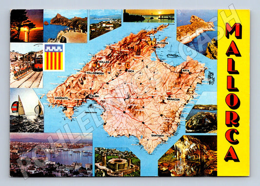 Pohlednice Mallorca mapa a fotografie 1993 (M15805)