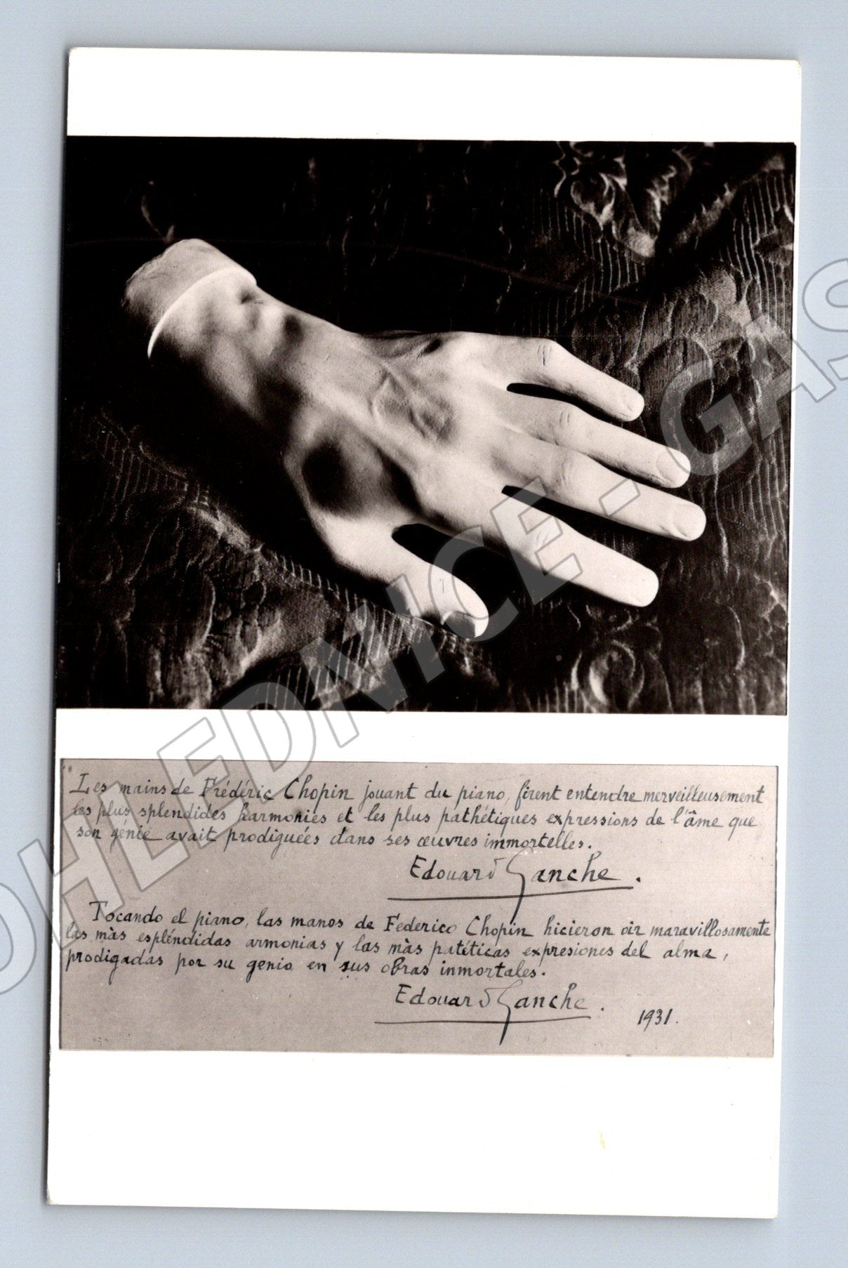 Pohlednice Mallorca Valldemossa ruka Fryderyka Chopina (M15819)