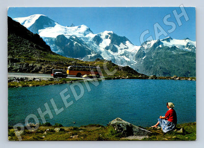 Pohlednice Sustenpass Švýcarsko autobus jezero Alpy (M15858)