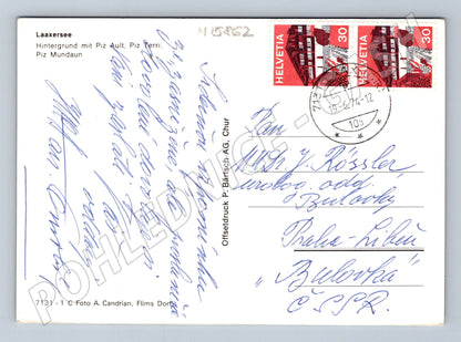 Pohlednice Laaxersee Švýcarsko 1974 známky (M15862)