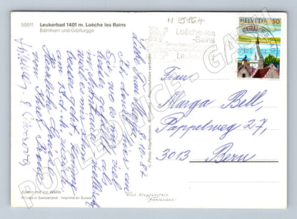 Pohlednice Leukerbad Švýcarsko letecký pohled 1978 (M15864)