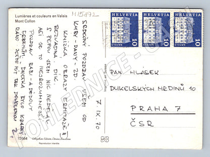 Pohlednice Valais Mont Collon Švýcarsko 1970 (M15872)