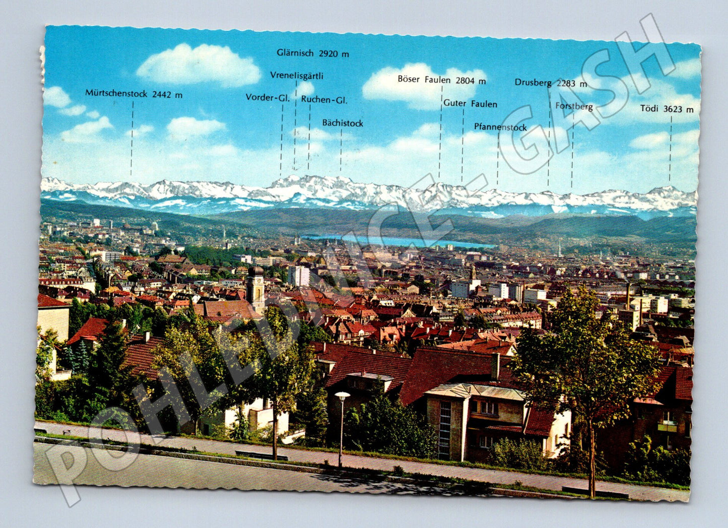 Pohlednice Zürich s Alpami Švýcarsko 1970 (M15873)