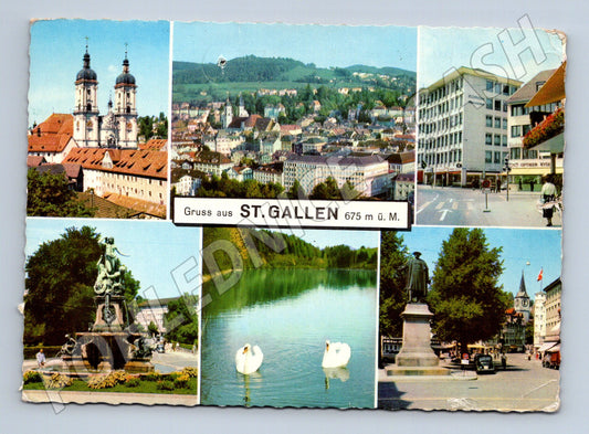 Pohlednice St. Gallen koláž Švýcarsko (M15882)