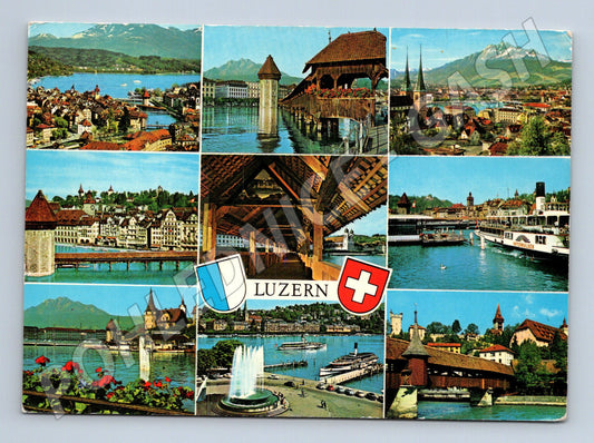 Pohlednice Lucern koláž Švýcarsko 1972 (M15885)