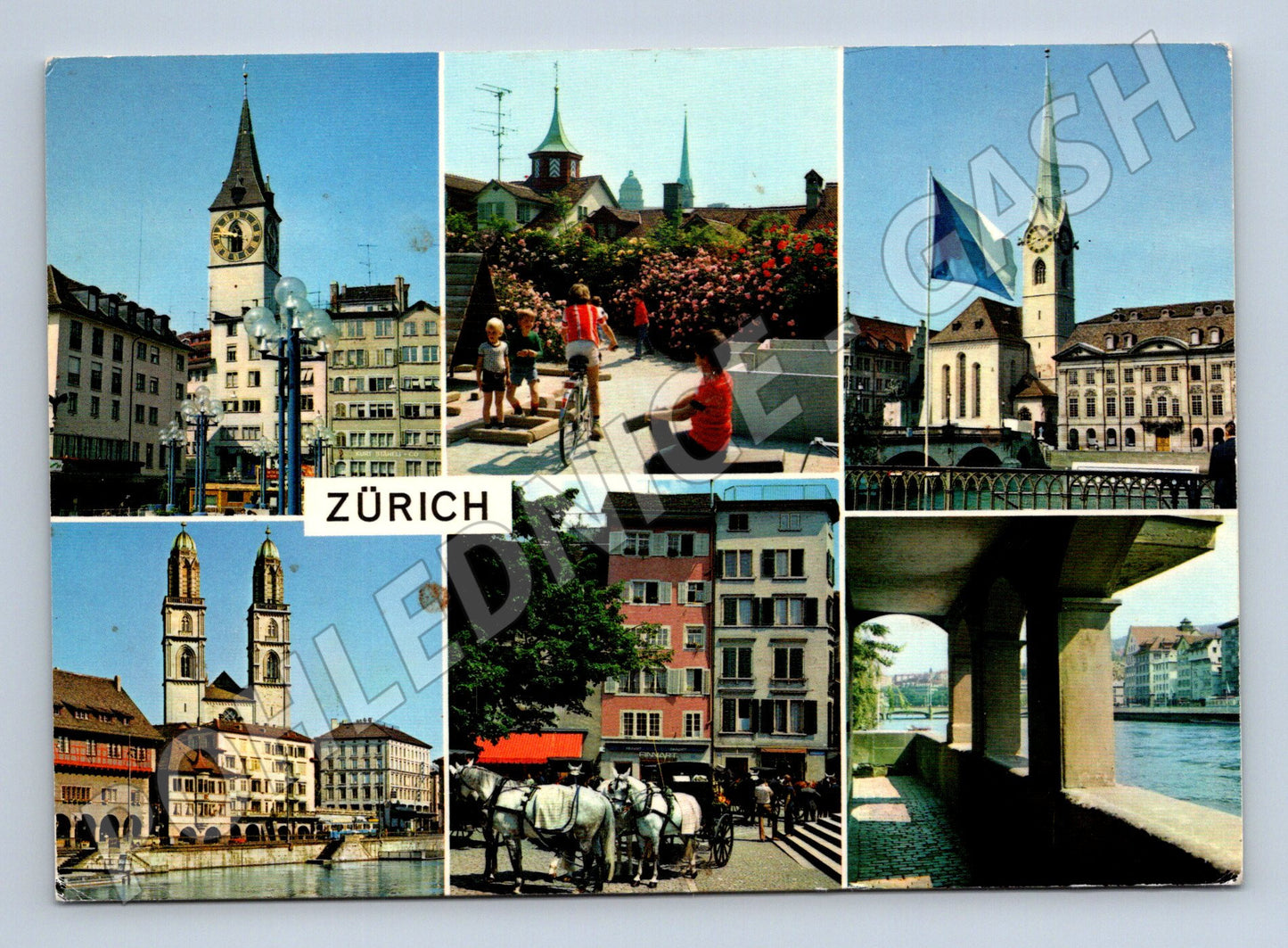 Pohlednice Zürich koláž Švýcarsko odeslaná (M15888)