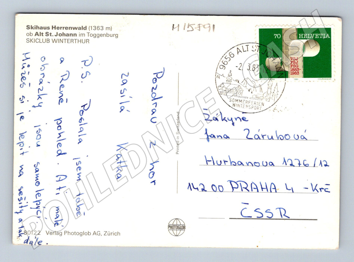 Pohlednice Alt St. Johann zimní krajina Švýcarsko (M15891)