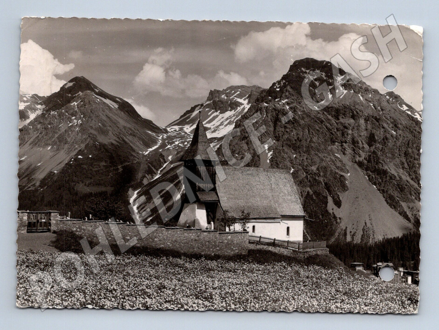 Pohlednice Arosa Švýcarsko kostel Alpy 1946 (M15897)