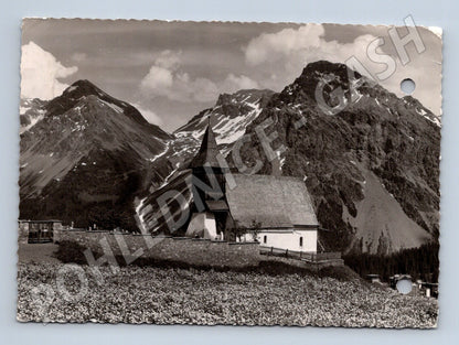 Pohlednice Arosa Švýcarsko kostel Alpy 1946 (M15897)