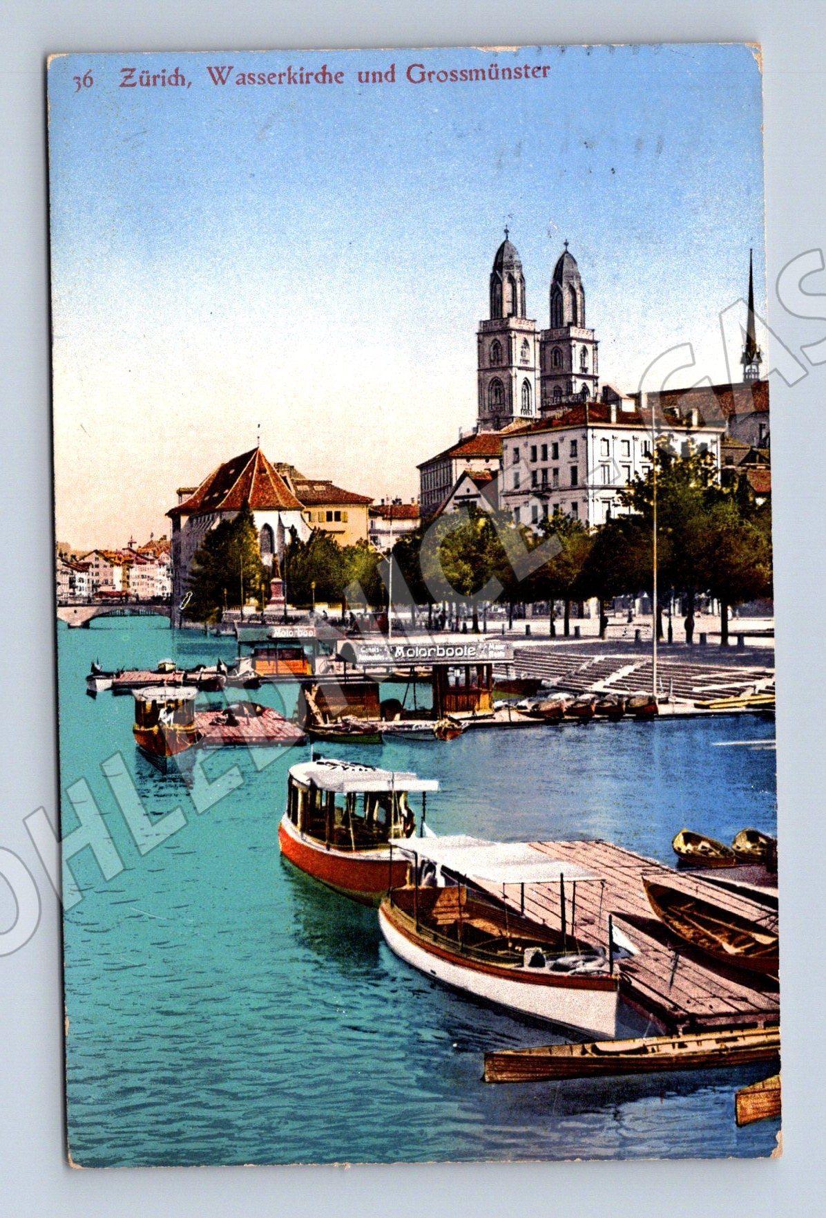 Pohlednice Zürich Grossmünster 1914 známka (M15905)