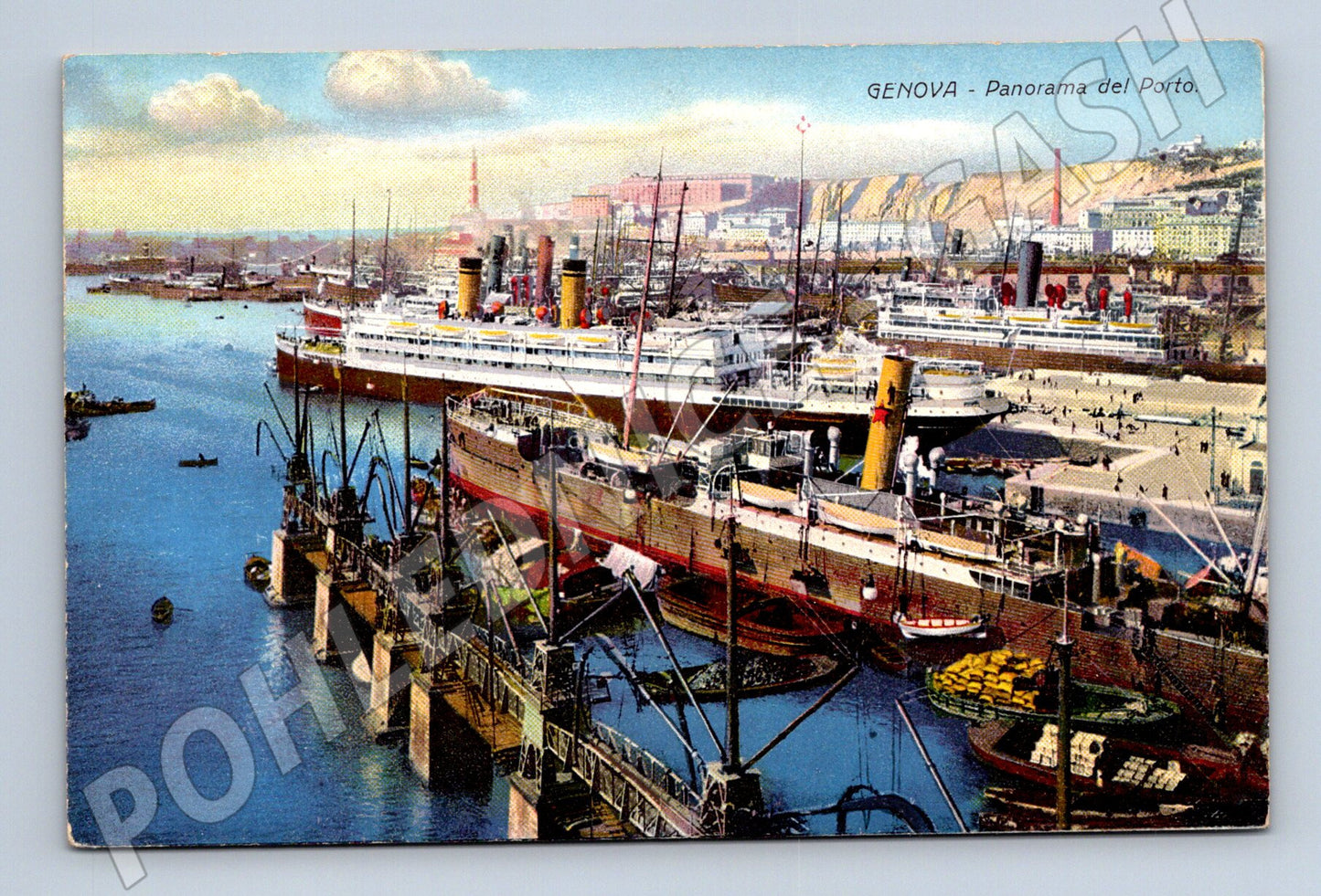 Pohlednice Genova panorama přístavu historická (M15909)