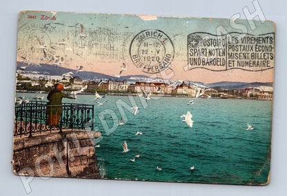 Pohlednice Zürich nábřeží 1920 Švýcarsko (M15910)