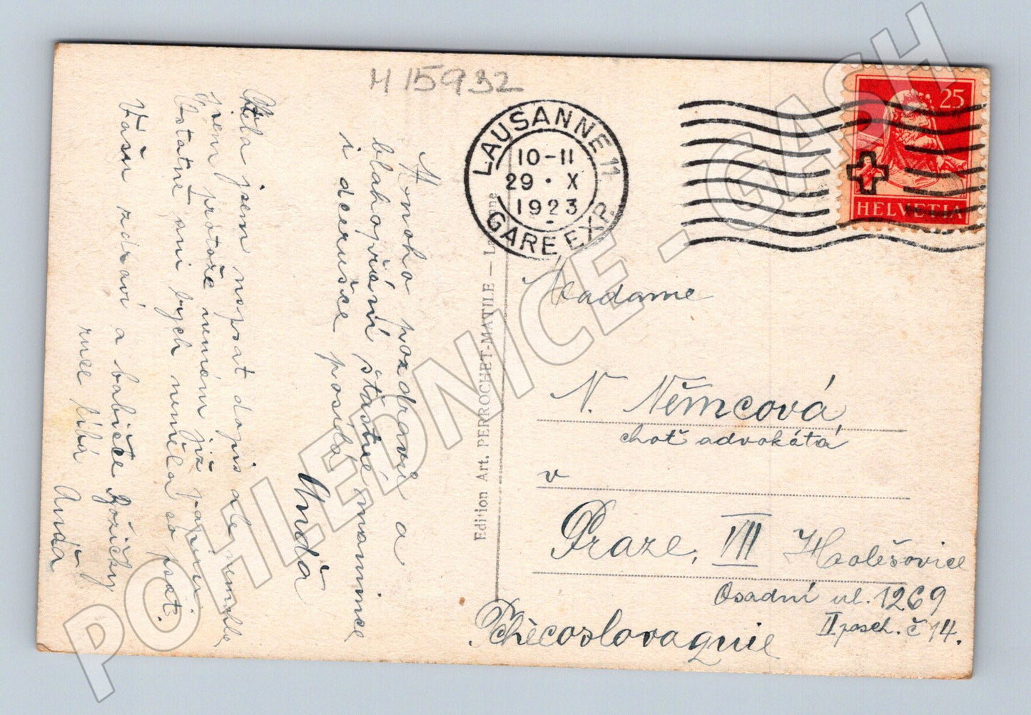 Pohlednice Lausanne katedrála Alpy Švýcarsko 1923 (M15932)