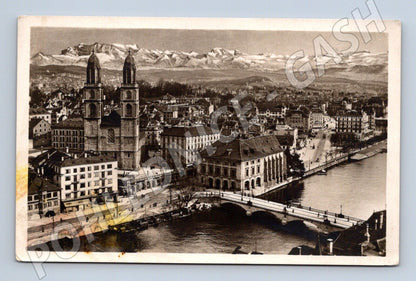 Pohlednice Zürich a Alpy Švýcarsko 1933 (M15934)