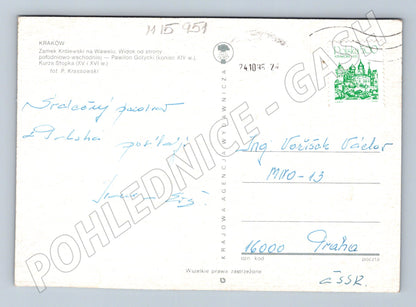 Pohlednice Kraków Královský hrad Wawel 1993 Polsko (M15951)