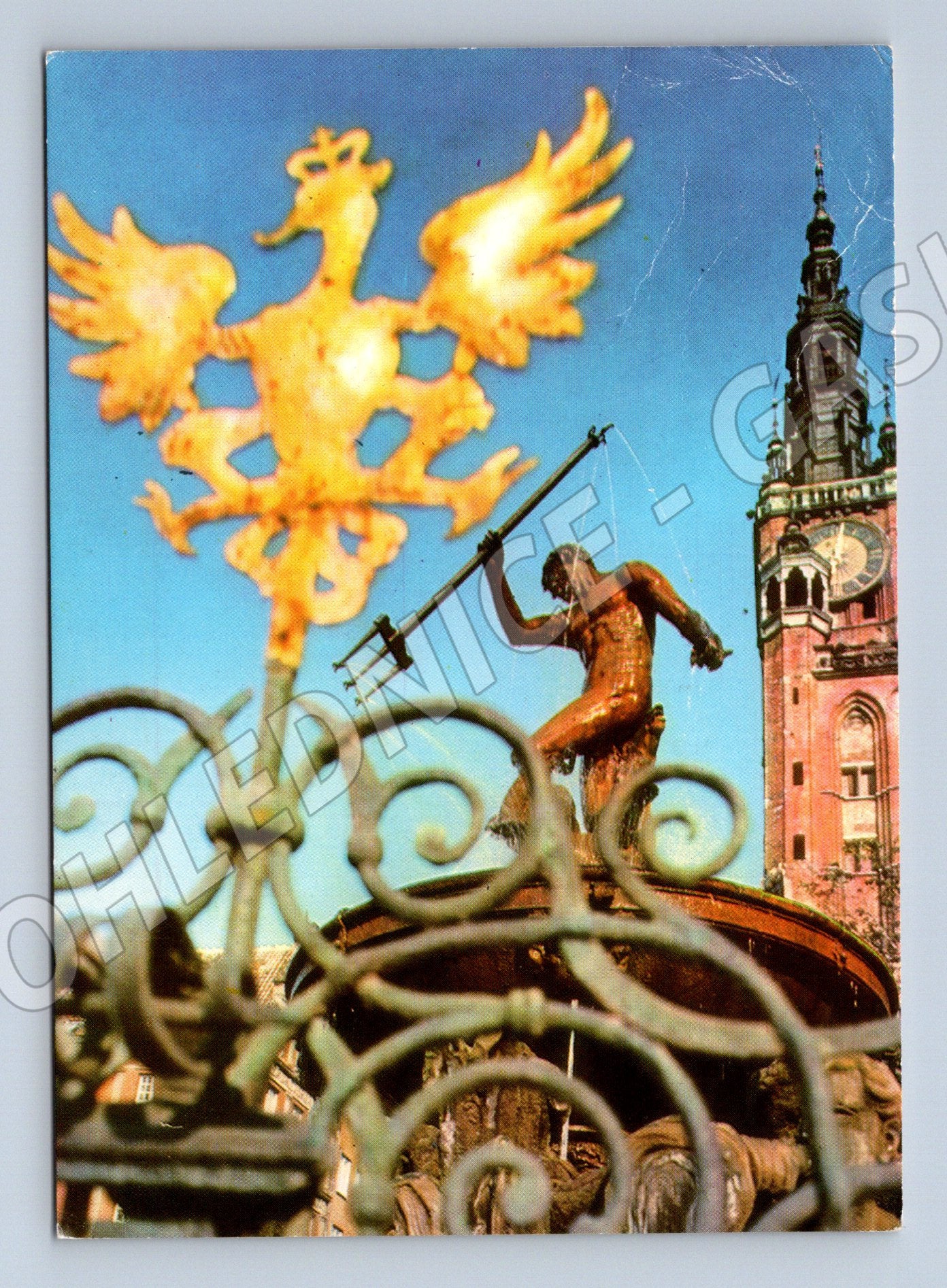 Pohlednice Gdaňsk Fontána Neptuna radnice 1972 (M15953)