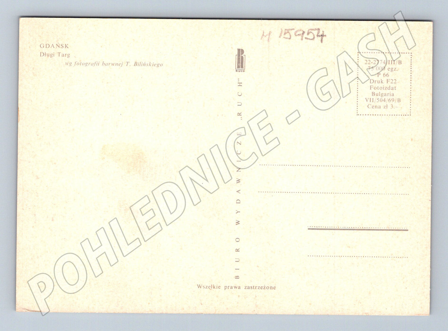 Pohlednice Gdaňsk Długi Targ Polsko 60. léta (M15954)
