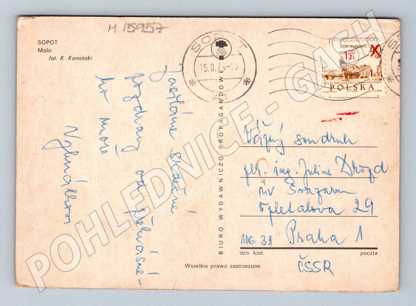 Pohlednice Polsko Sopot molo Baltské moře prošlá poštou (M15957)