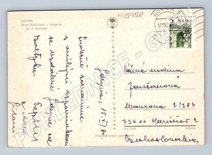 Pohlednice Gdynia Skwer Kościuszki fontána Polsko (M15958)