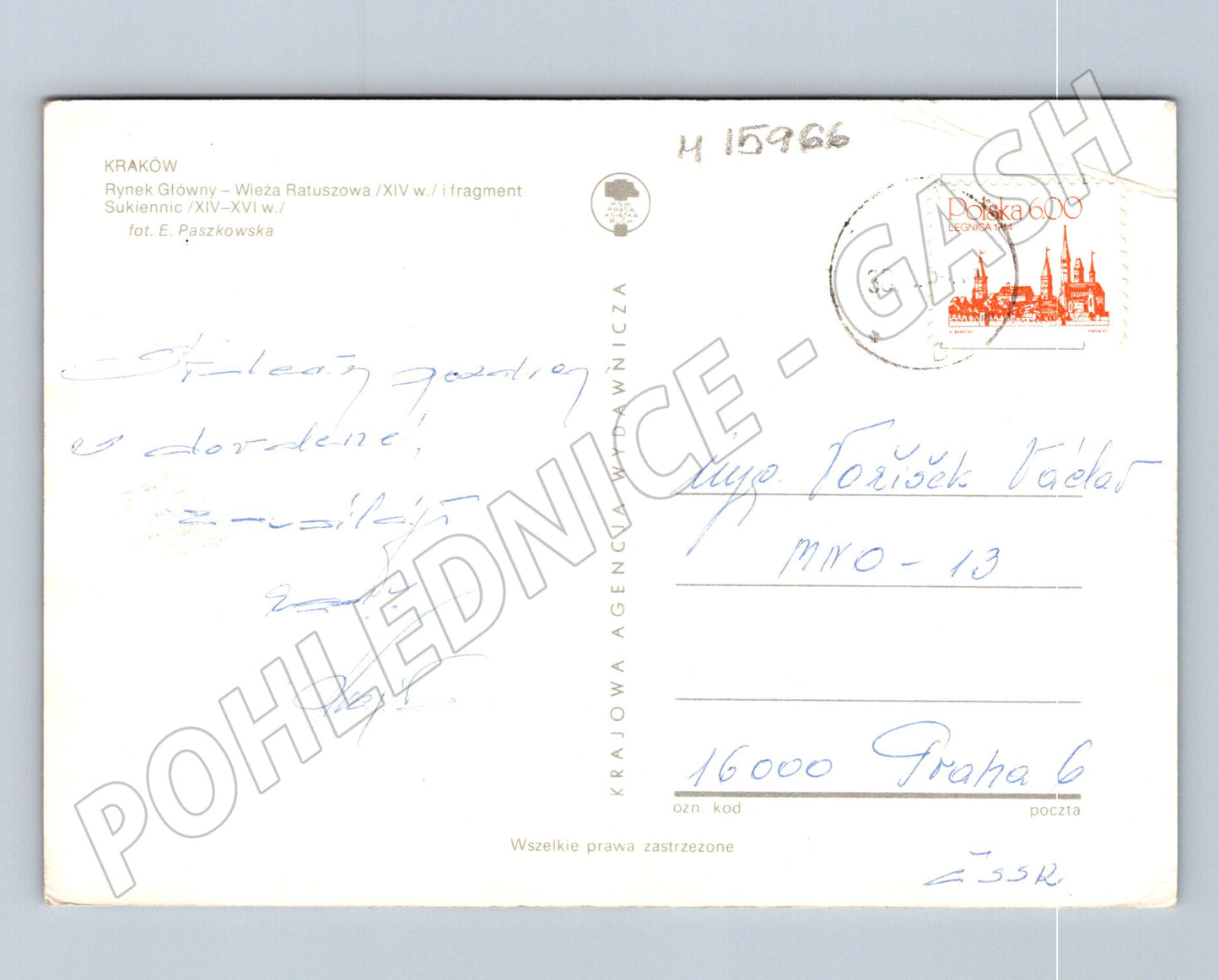 Pohlednice Krakov Rynek Główny Sukiennice 1983 (M15966)