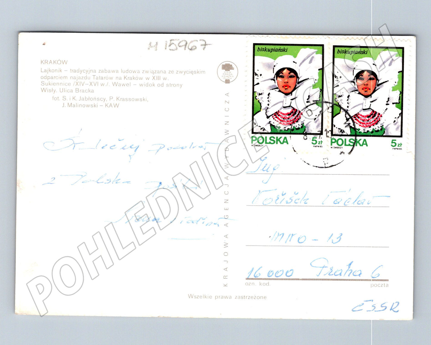 Pohlednice Krakow Polska více pohledů prošlá (M15967)