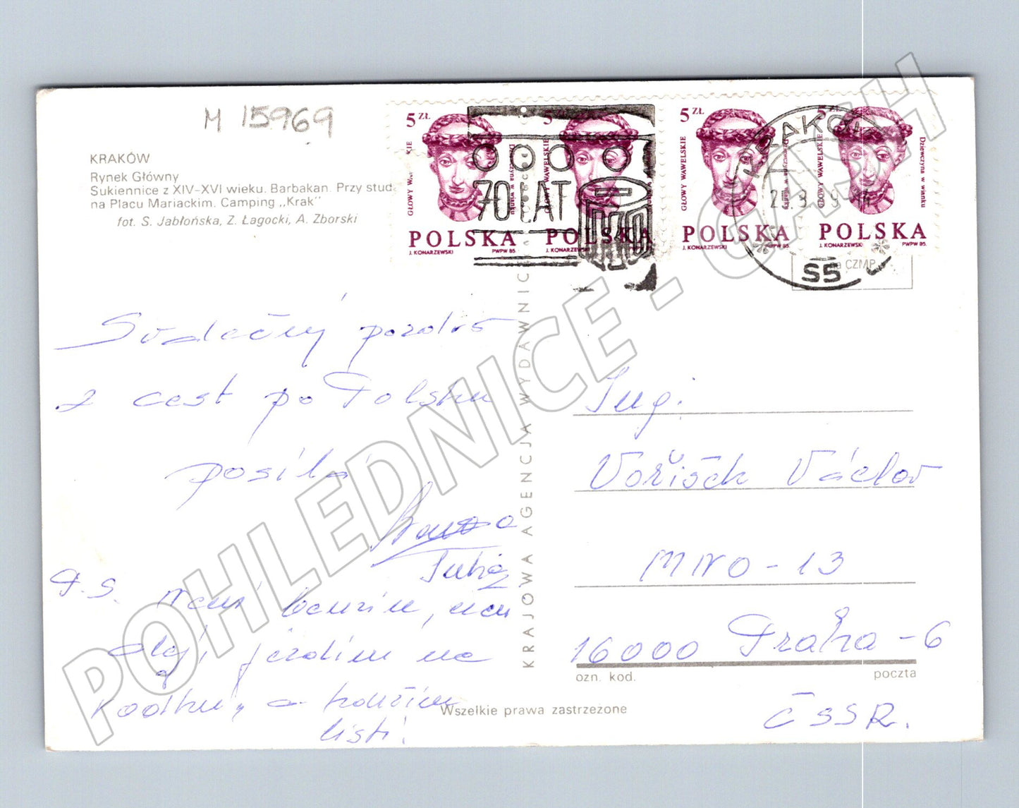 Pohlednice Krakov koláž Polsko 1989 známky (M15969)