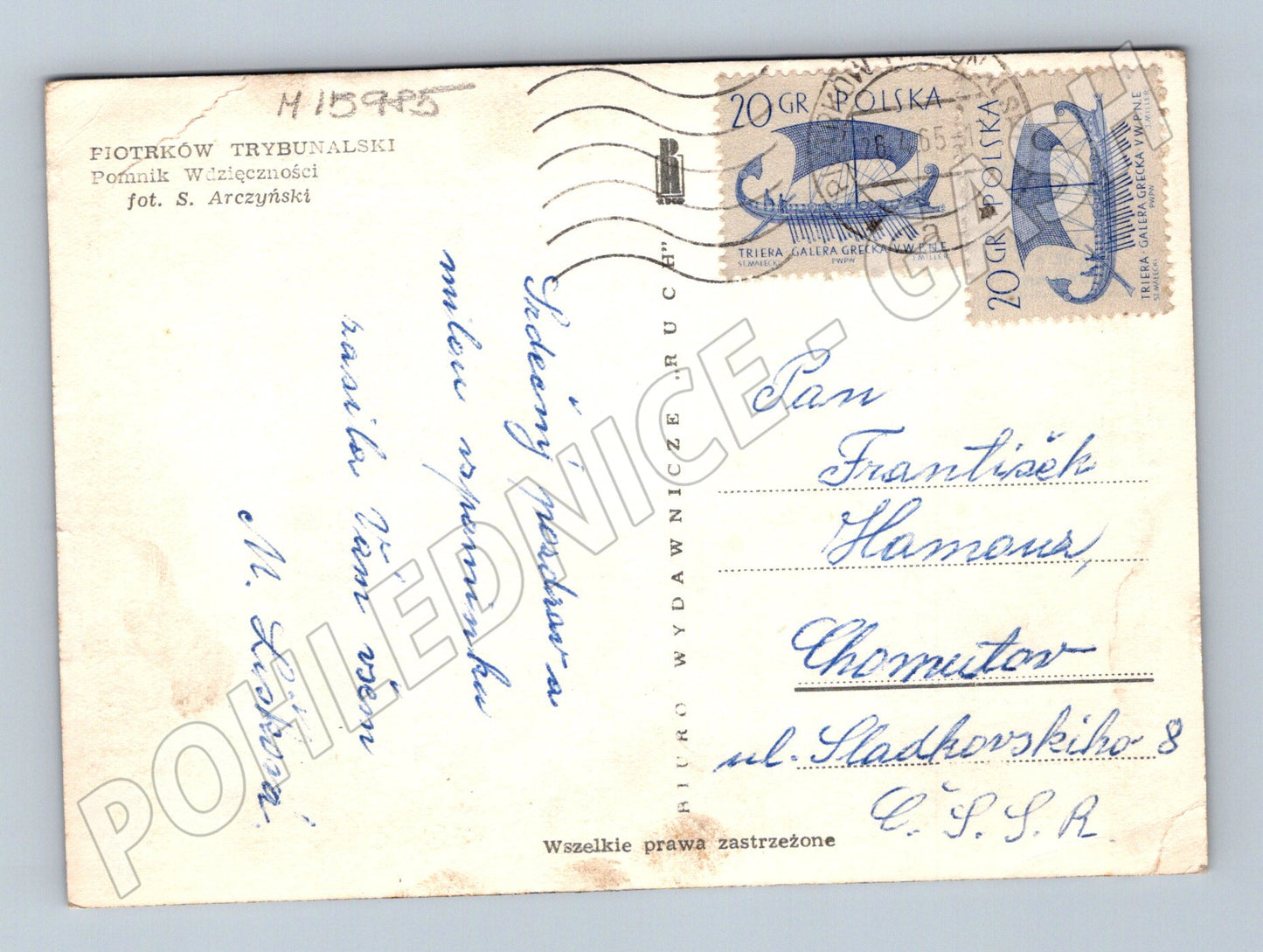 Pohlednice Piotrków Trybunalski Pomník vděčnosti (M15985)