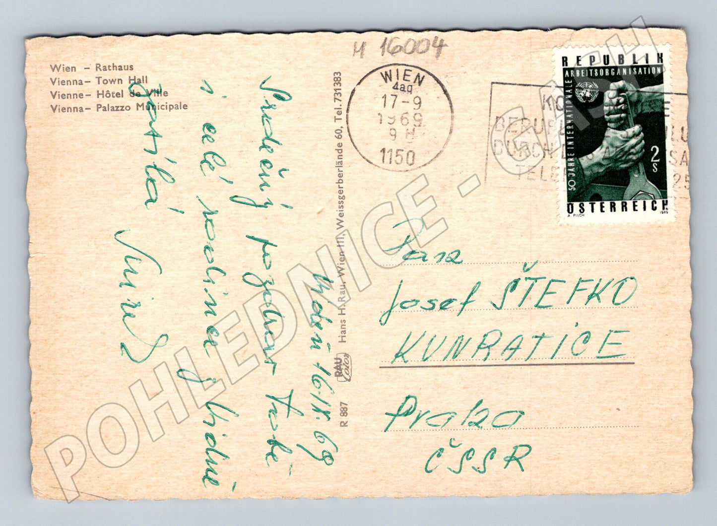 Pohlednice Wien Rathaus historická 1969 (M16004)